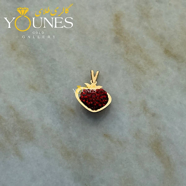 آویز طلا سواروسکی قلب اناری قرمز